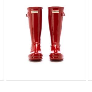 Red youth size hunter boots.